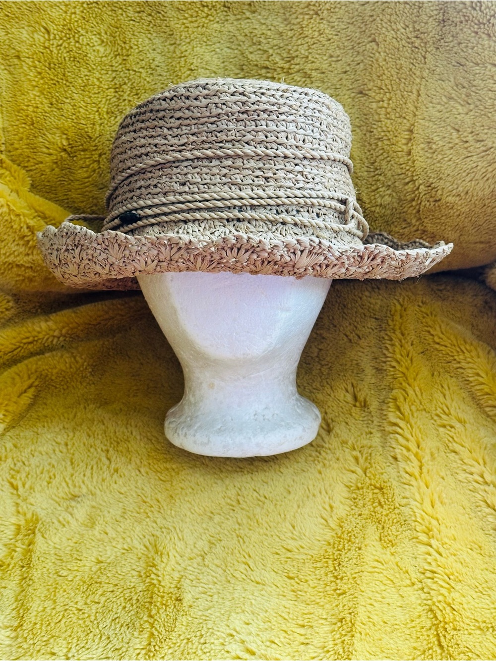 Callanan Handmade Rolled Brim Panama Natural Fiber Crocheted Sun Hat Vacation - Picture 2 of 10